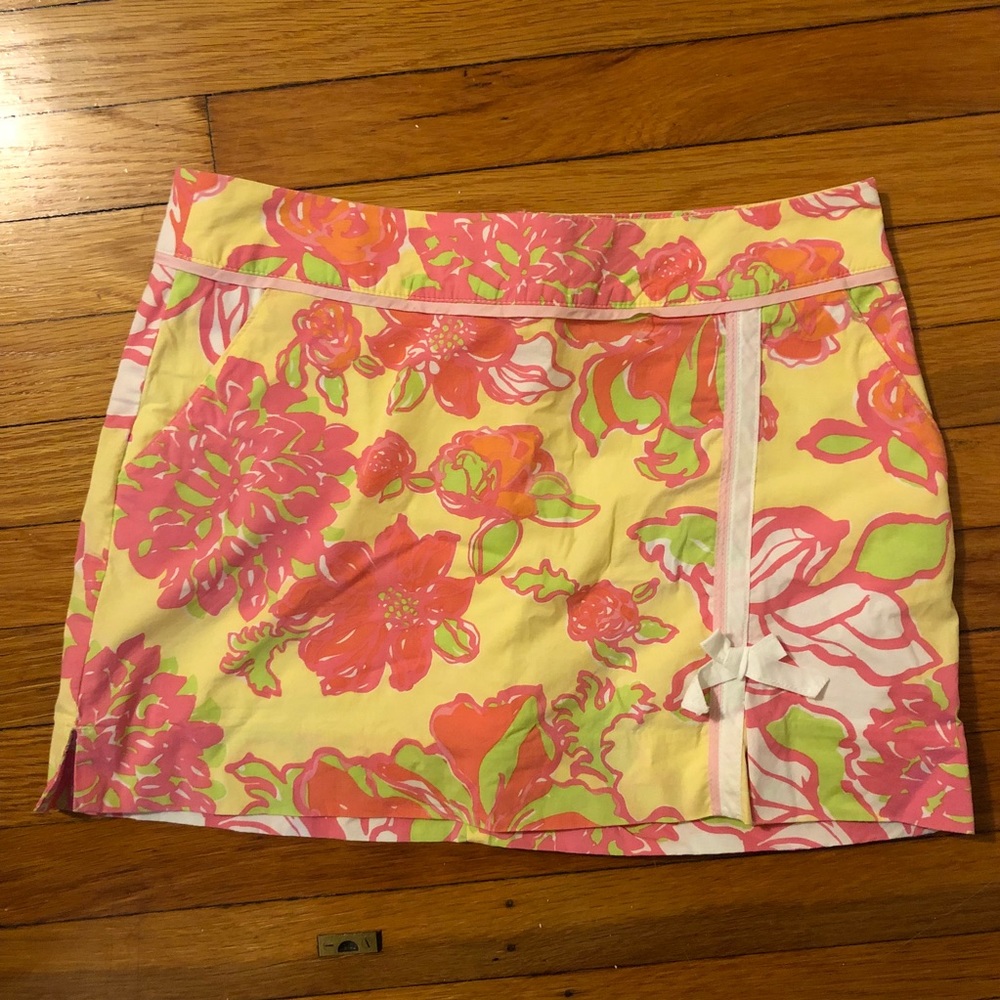 Lilly Pulitzer floral skirt skort yellow pink 4